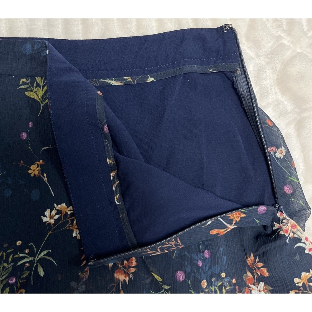 Maeve Anthropologie Skirt Size S Navy Floral Layered Ruffle Boho Feminine Summer - Picture 8 of 10